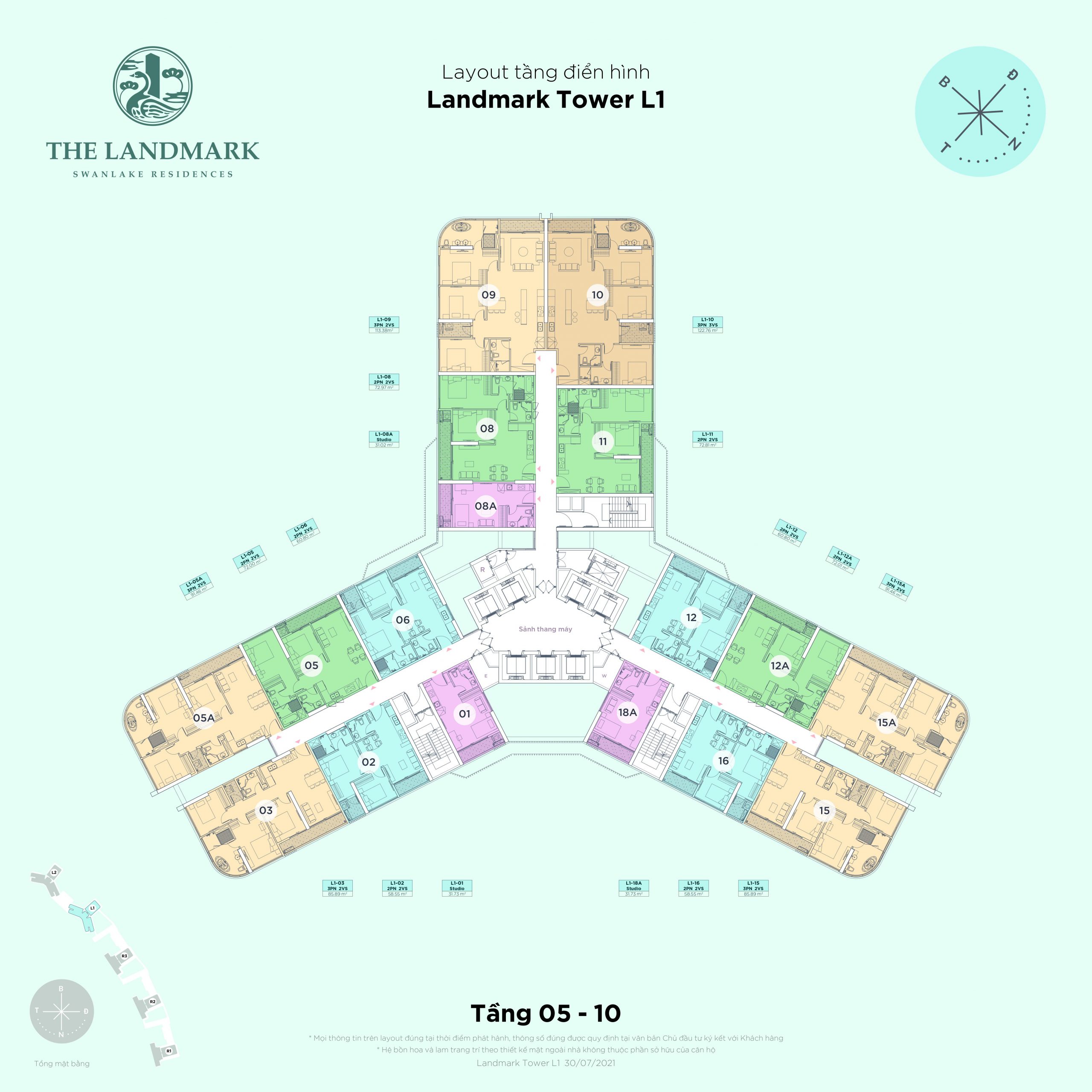 Mặt bằng tầng điển hình Landmark - Tầng 5 - 10