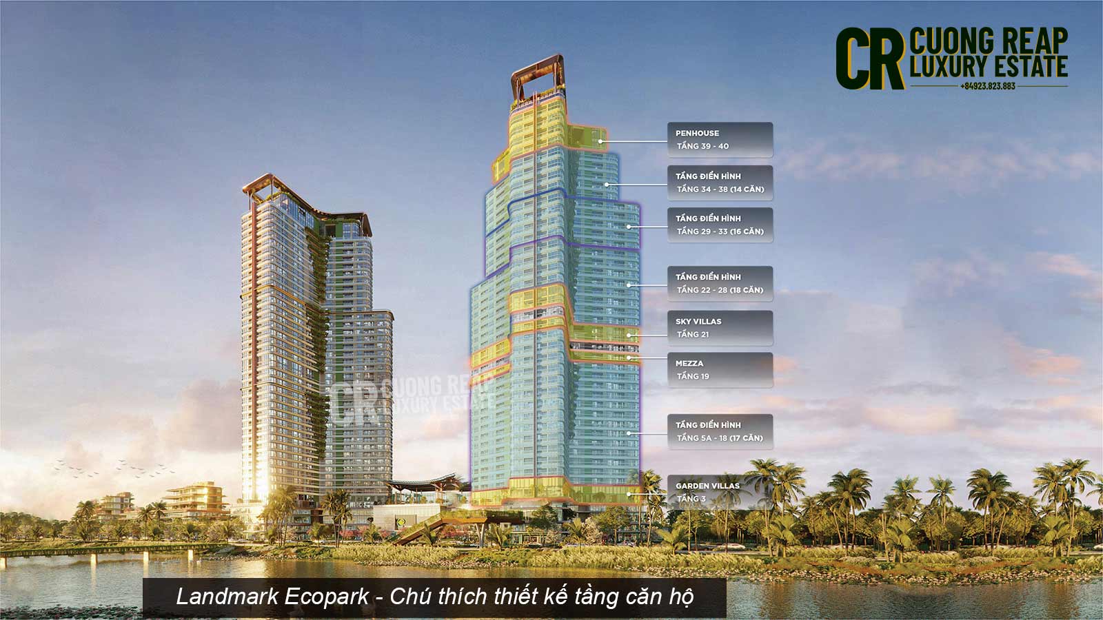 Chú thích thiết kế các tầng căn hộ Landmark Ecopark