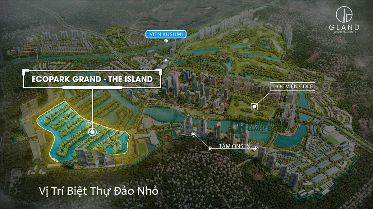 Vị trí biệt thự đảo Ecopark Grand The Island