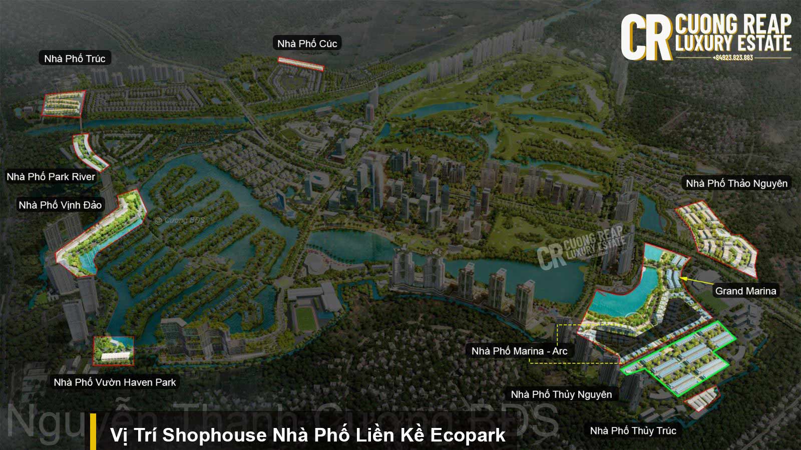 Bản đồ Ecopark Vị trí các dự án Shophouse - Nhà Phố Liền Kề Ecopark