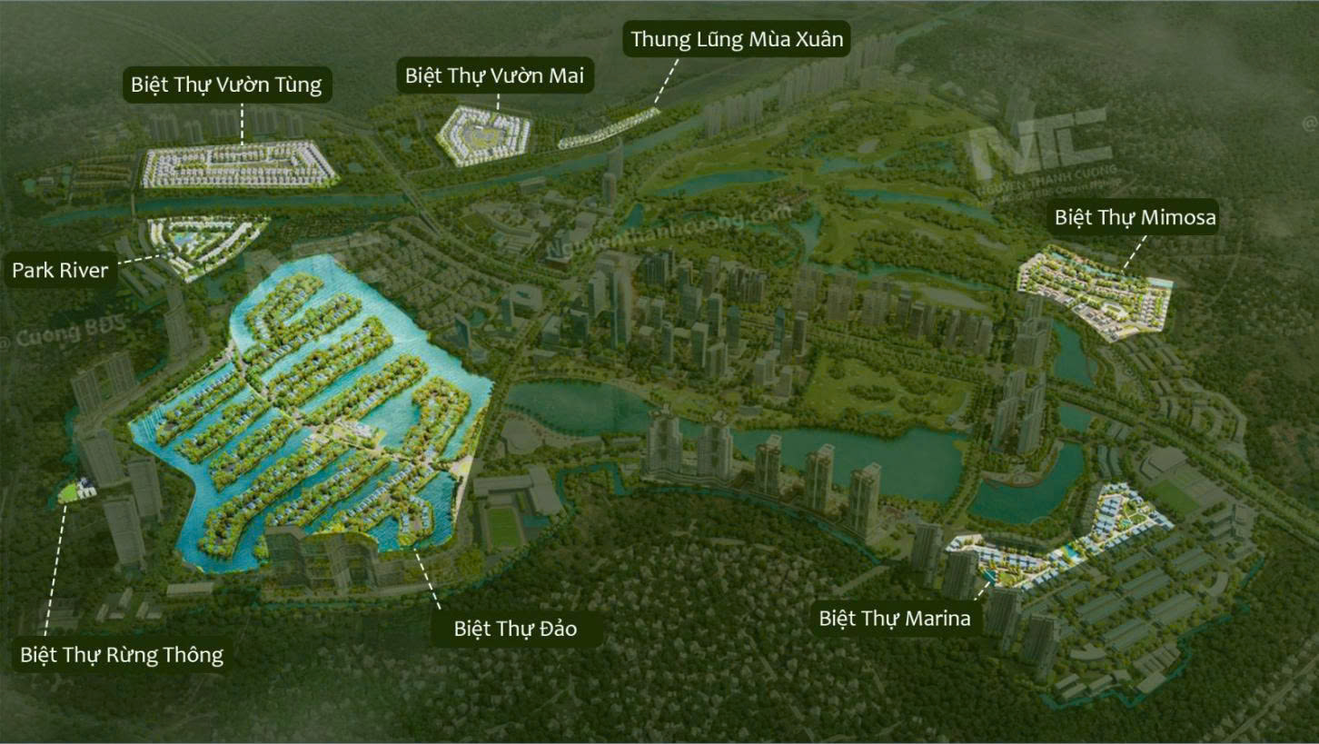 Bản đồ Ecopark Vị trí các dự án biệt thự
