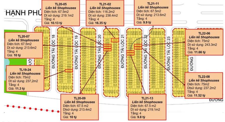 Giá bán liền kề shophouse Tài Lộc Vinhomes Vũ Yên Hải Phòng