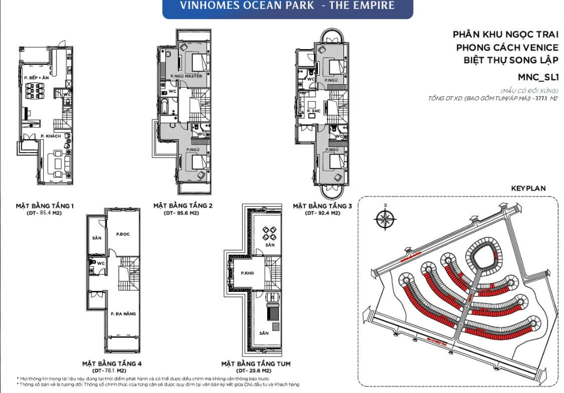 Thiết kế biệt thự song lập Ngọc Trai Vinhomes Ocean Park 2 The Empire Hưng Yên diện tích 168 - 200m2