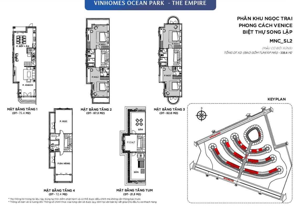 Thiết kế biệt thự song lập Ngọc Trai Vinhomes Ocean Park 2 The Empire Hưng Yên diện tích 140m2