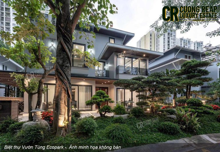 Mẫu thiết kế hiện đại Biệt thự Vườn Tùng Ecopark với sân vườn xanh mát