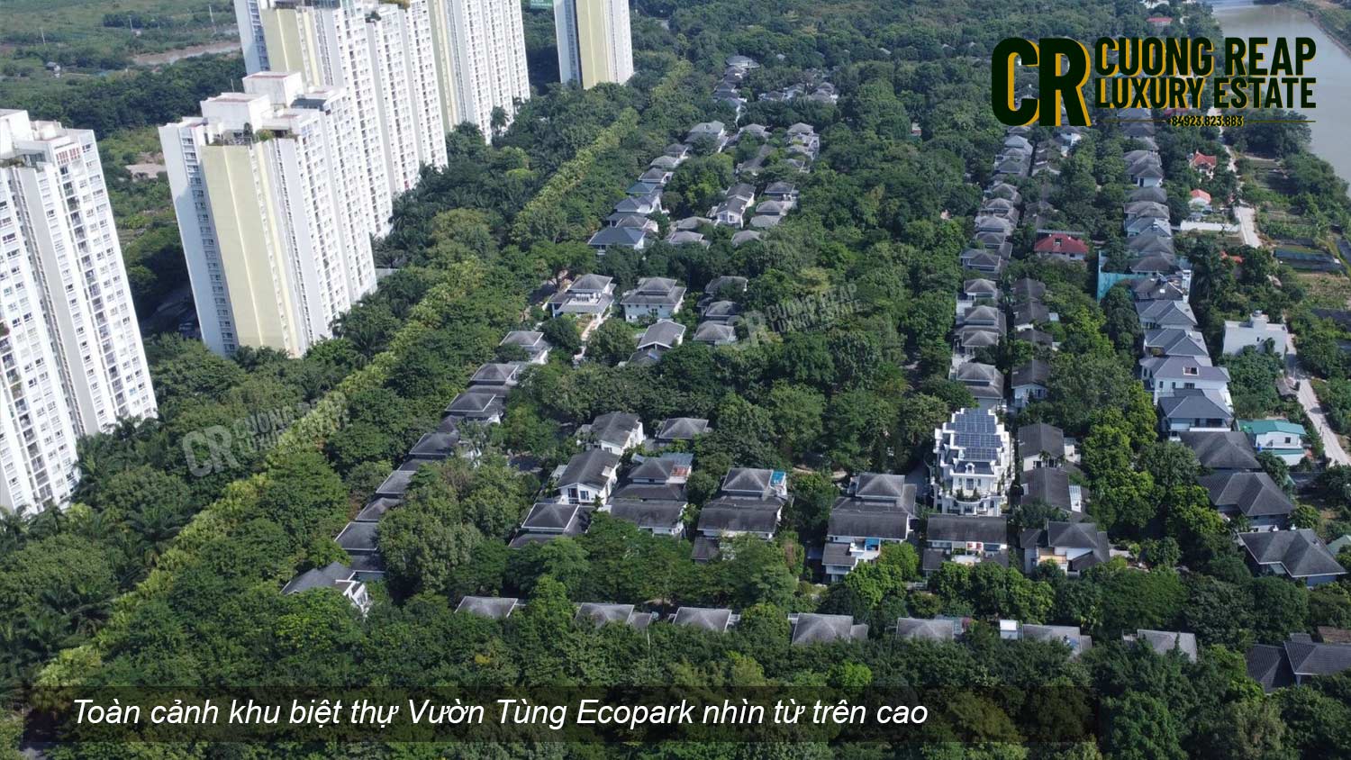 Toàn cảnh khu biệt thự Vườn Tùng Ecopark nhìn từ trên cao