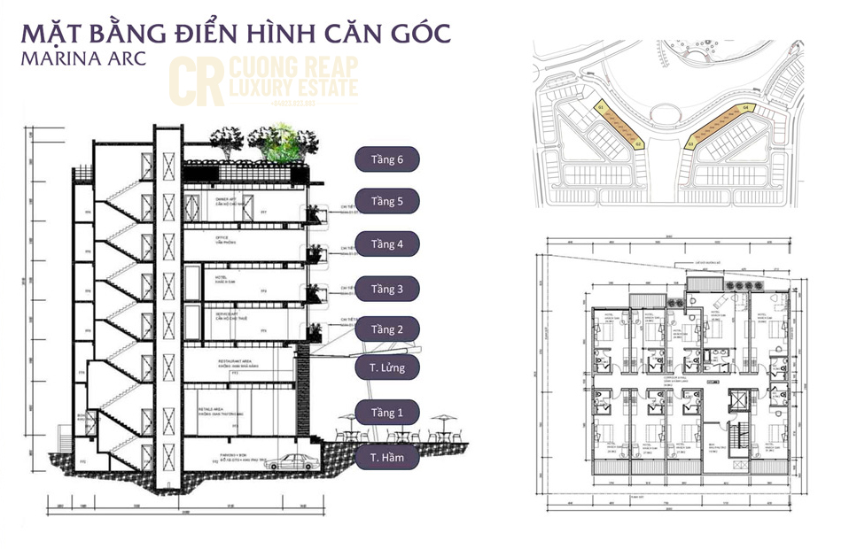 Thiết kế căn góc Nhà phố Shophouse Marina ARC