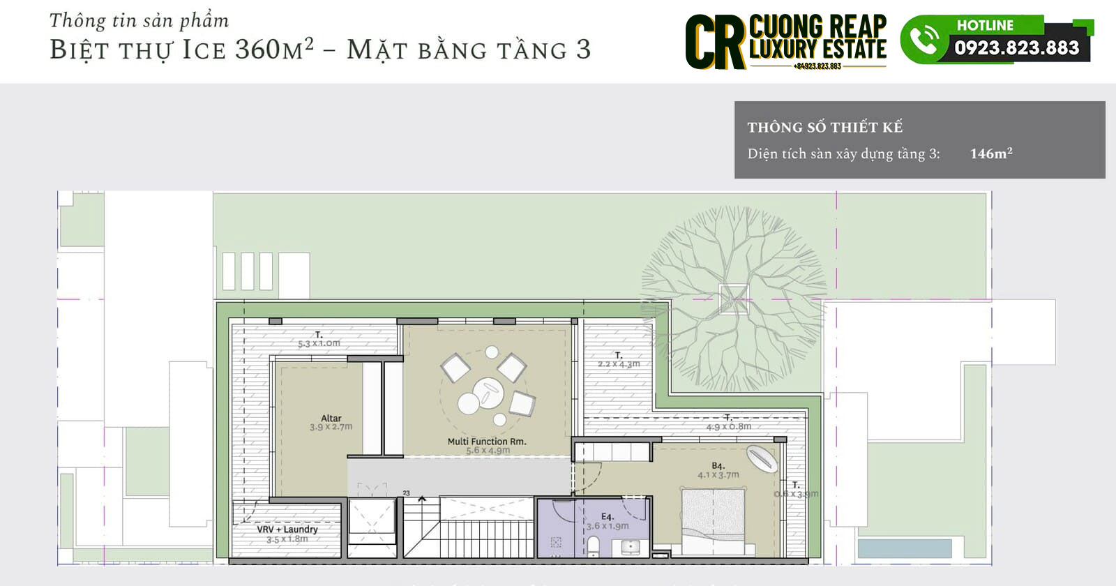 Biệt thự đảo Ecopark Grand The Island 360m2 - thiết kế tầng 3